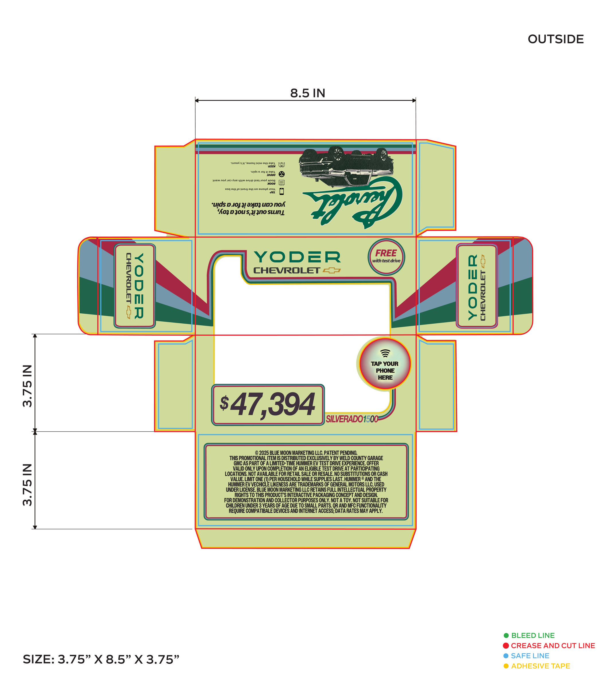 Yoder Chevrolet Silverado 1500 toy car box — outside print design