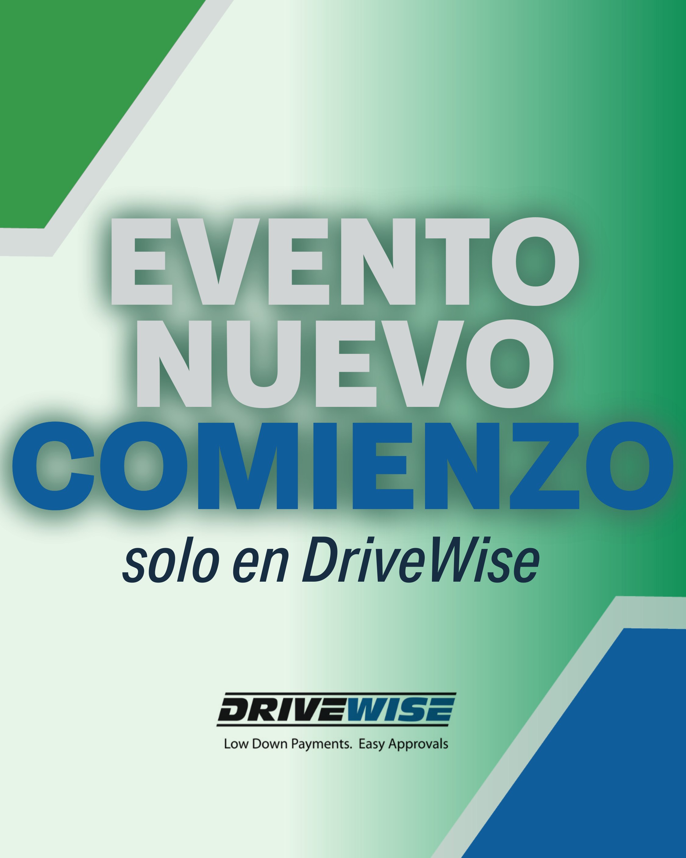 Evento Nuevo Comienzo DriveWise 4:5 portrait social graphic in Spanish